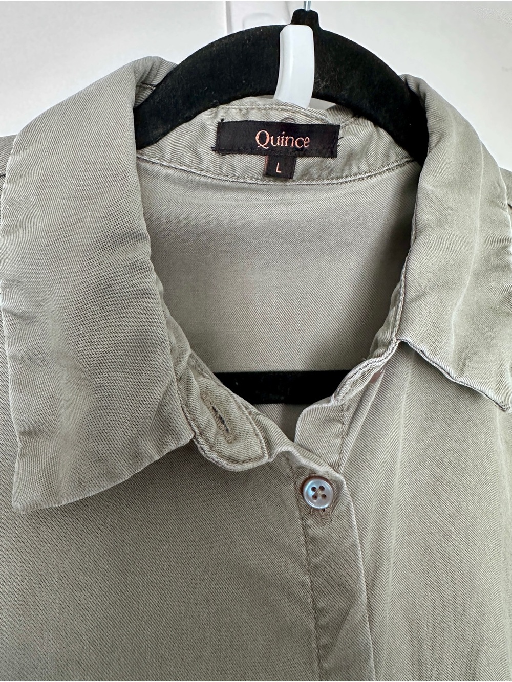 Quince Vintage Wash Tencel Camp Shirt Olive Green Size L - Picture 4 of 5